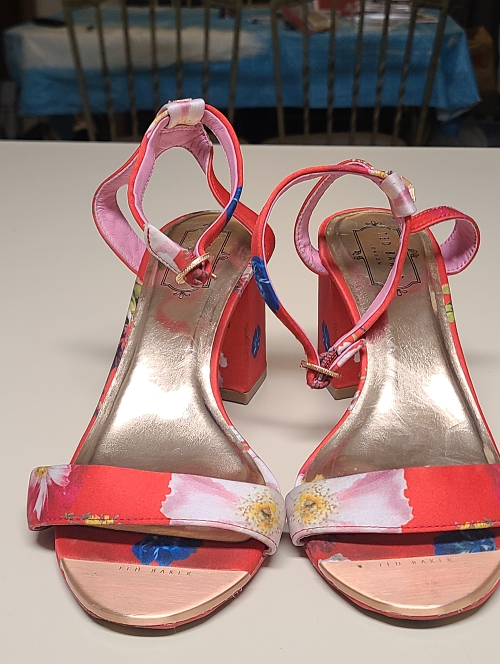 Ted Baker Rozie Floral Satin Berry Sundae sandals size 38 1/2 - Picture 2 of 11